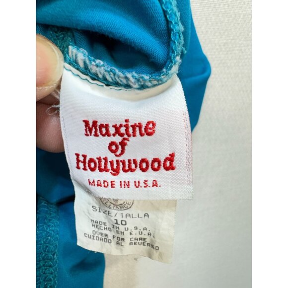 Maxine Of Hollywood Womens One-Piece Swimsuit Size 10 Blue Stretch Summer Beach - Picture 2 of 9